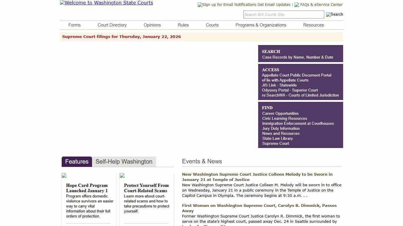 Washington State Courts Washington Courts