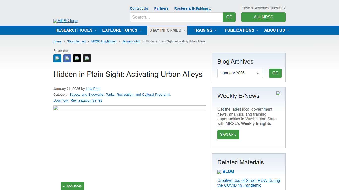 MRSC - Hidden in Plain Sight: Activating Urban Alleys