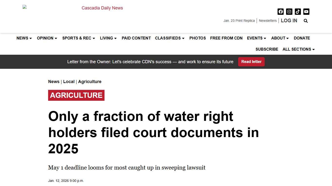 Only a fraction of water right holders filed court documents in 2025 Cascadia Daily News